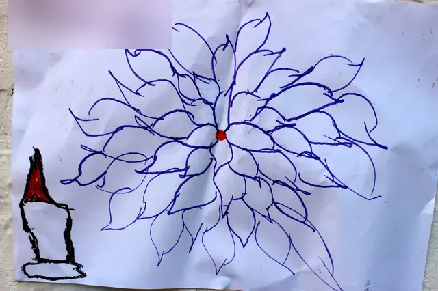 A child's drawing of a flower, photographed in Beirut, July 2014